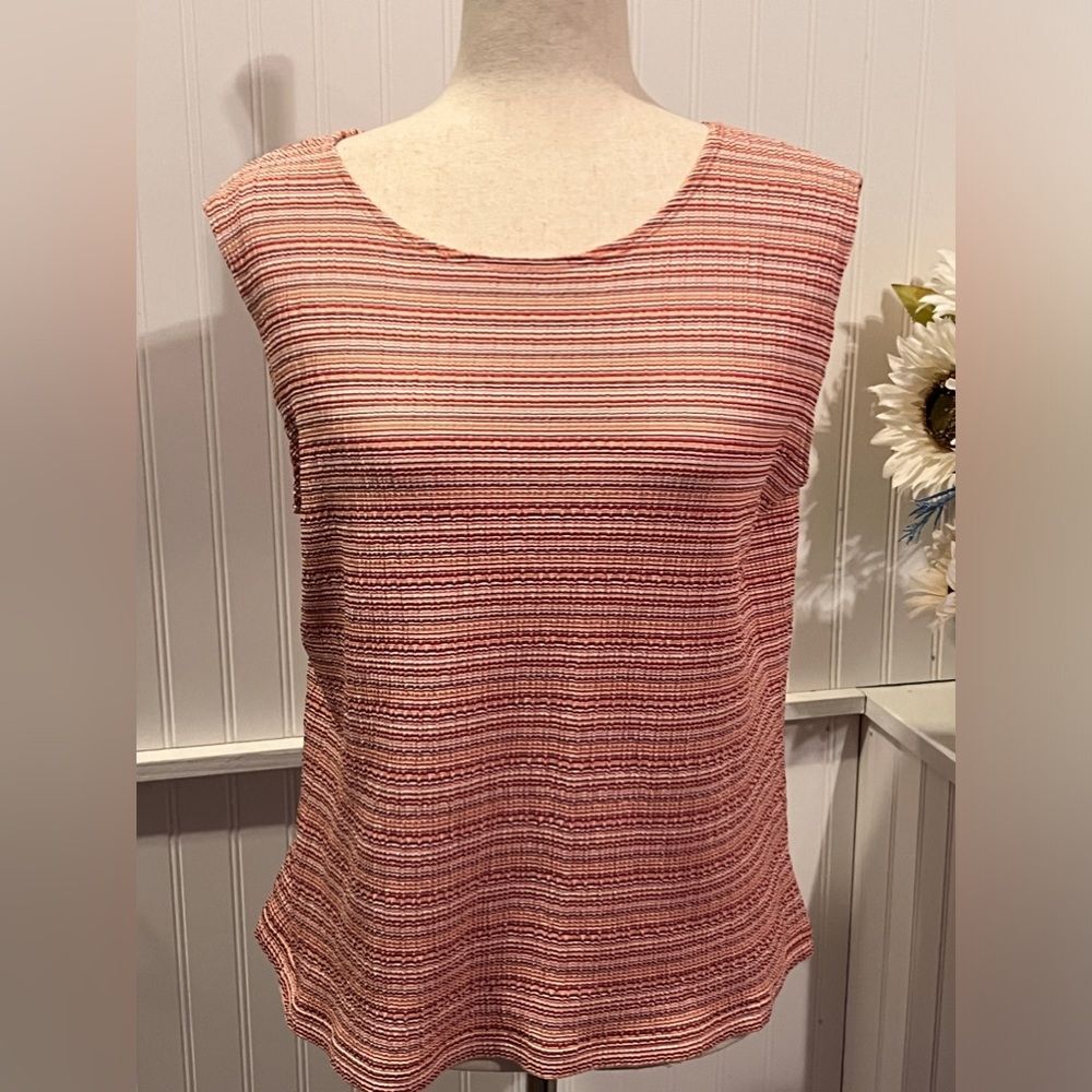 Pale Pink Multicolored Striped Sleeveless Top By Talbots